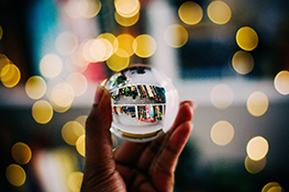 glass ball looking at lights